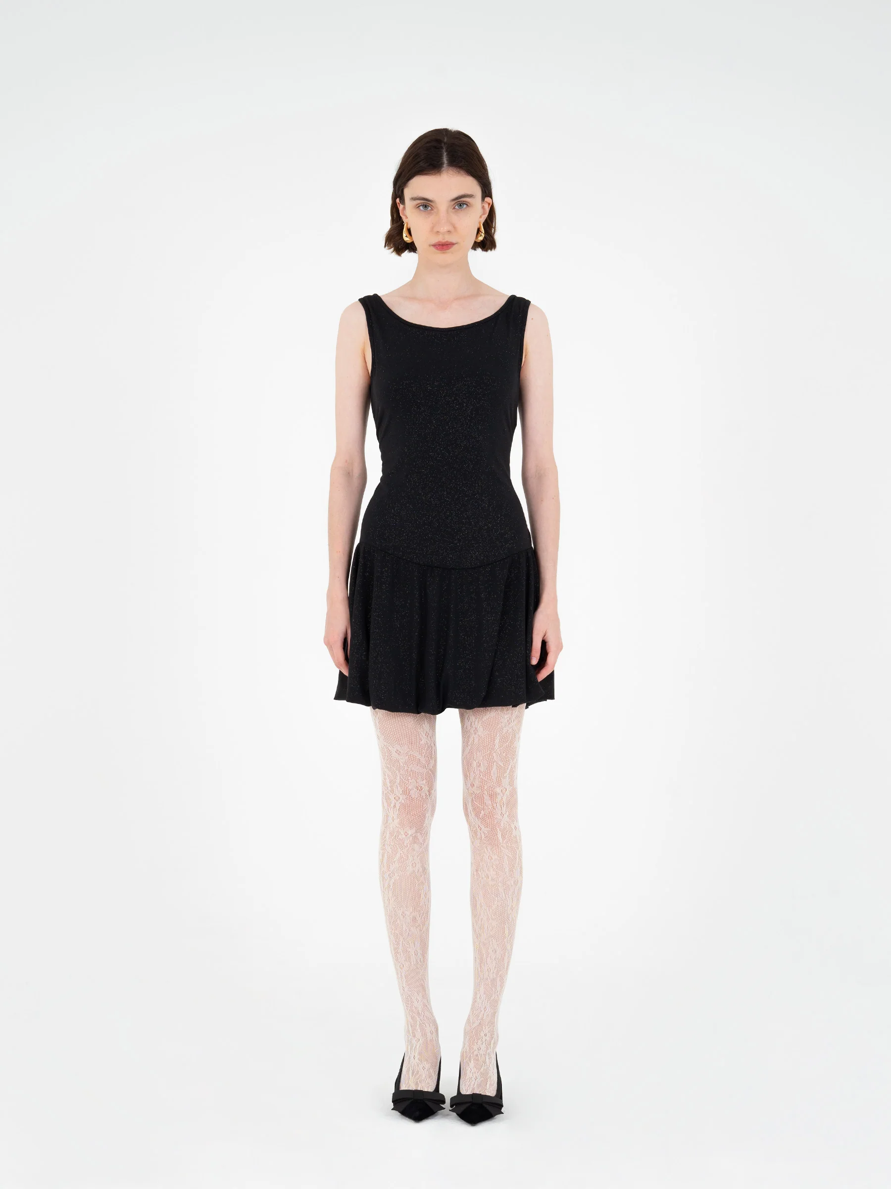 Authentic Shiny Black Mini Dress - Image 3