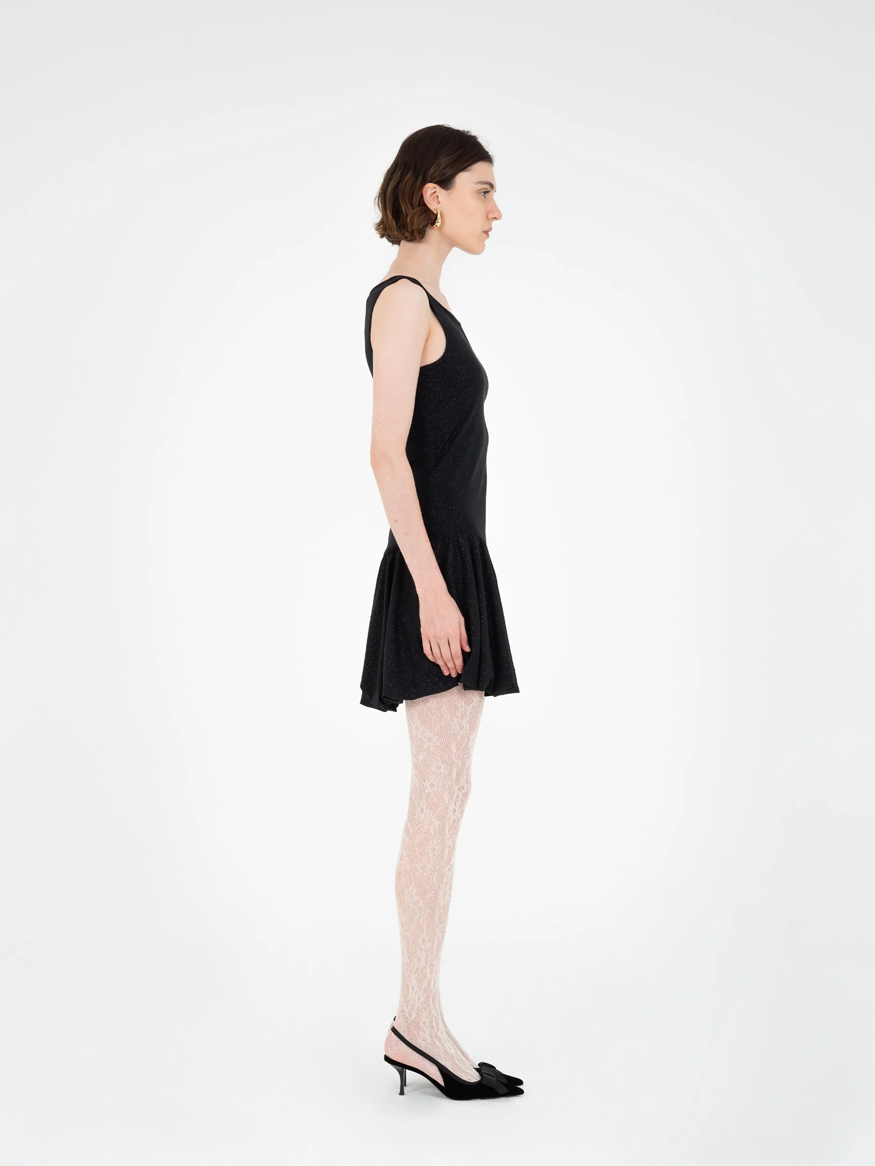 Authentic Shiny Black Mini Dress - Image 4