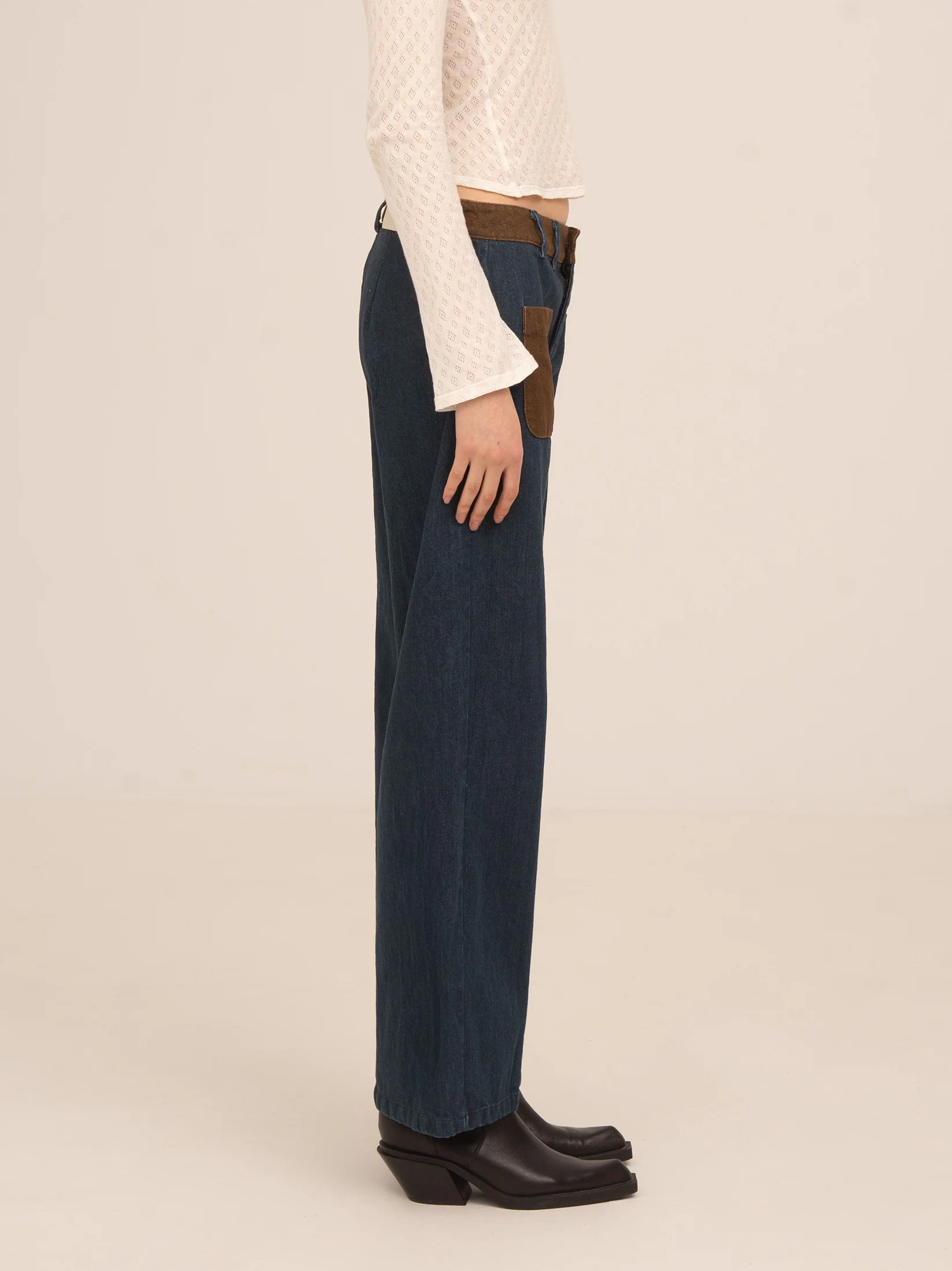 Backstreet Blue and Brown Denim Pants - Image 4