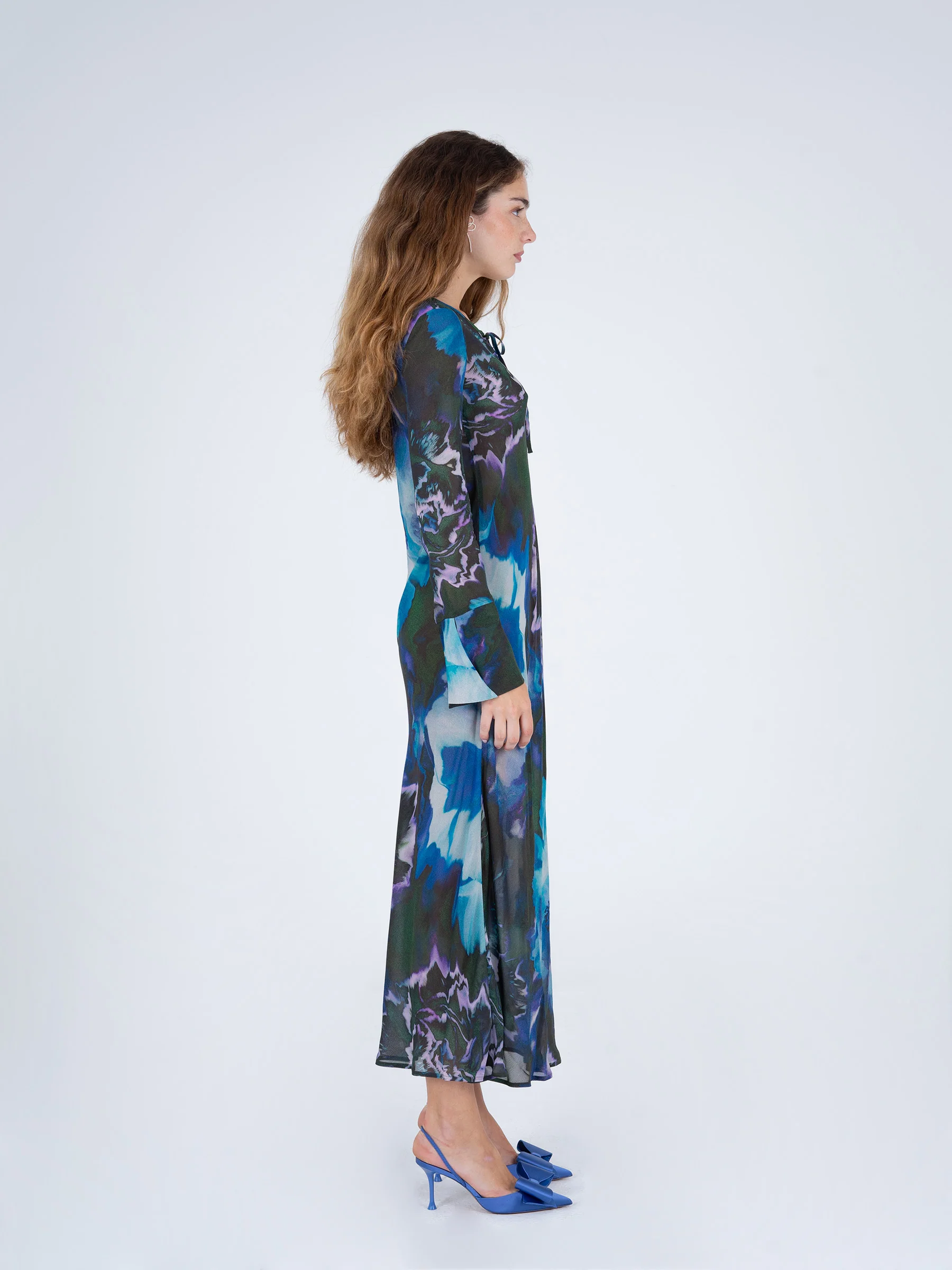 Blue Urania Flower Print Dress - Image 3