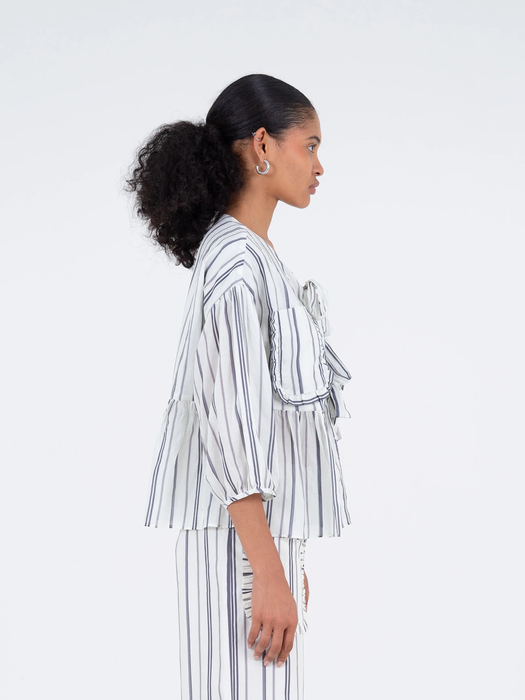 Bluebell Blue Striped Printed Top - Image 3