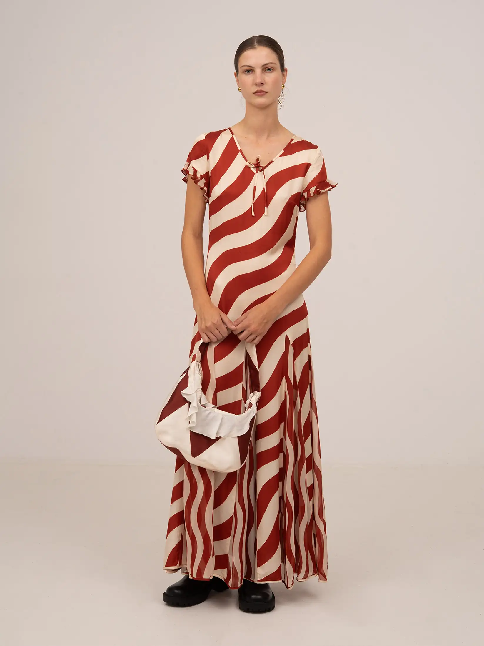 Candycane Argyle Burgundy Print Bag - Image 3