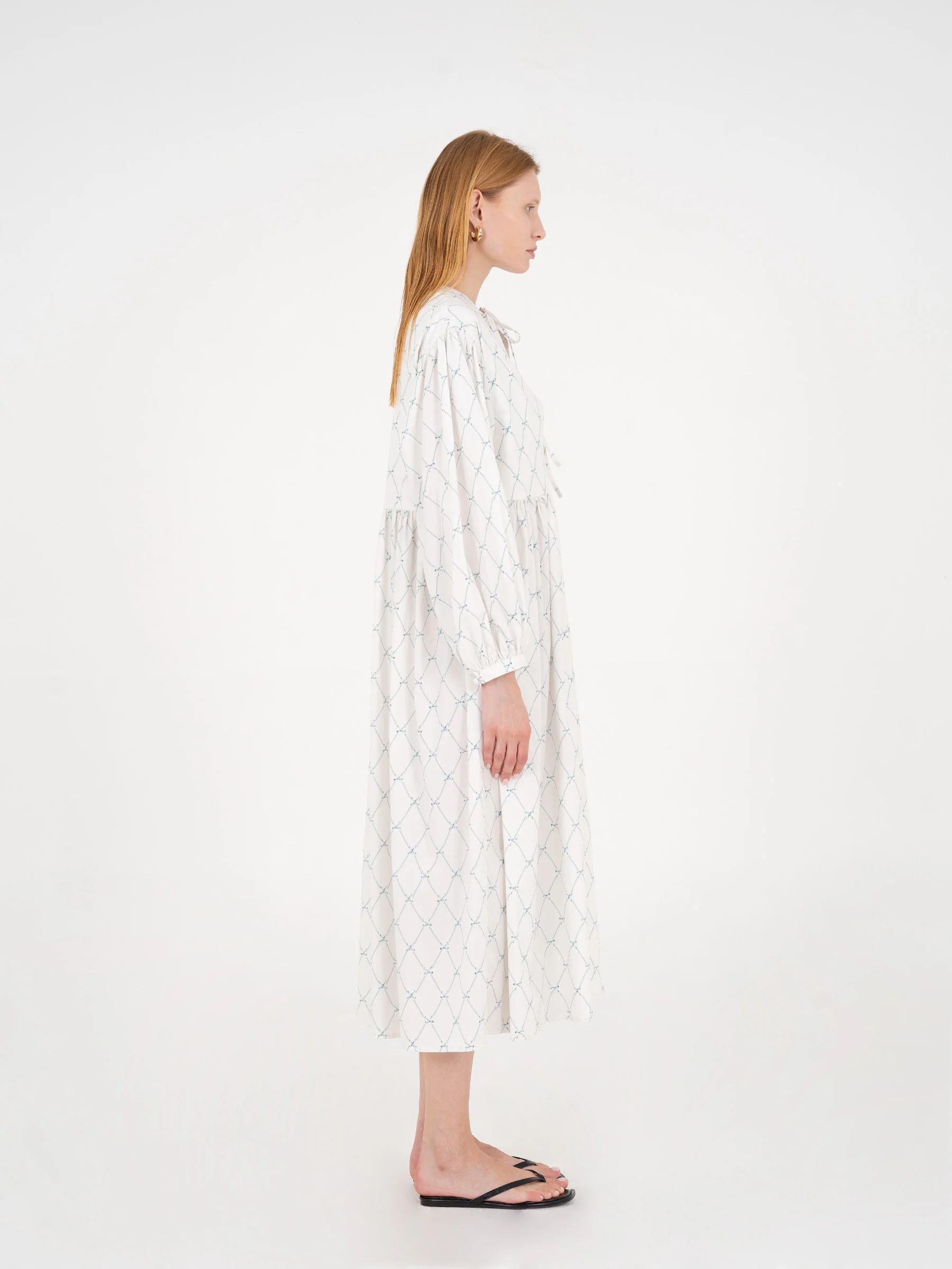 Cityscape White Bow-Printed Dress - Image 3