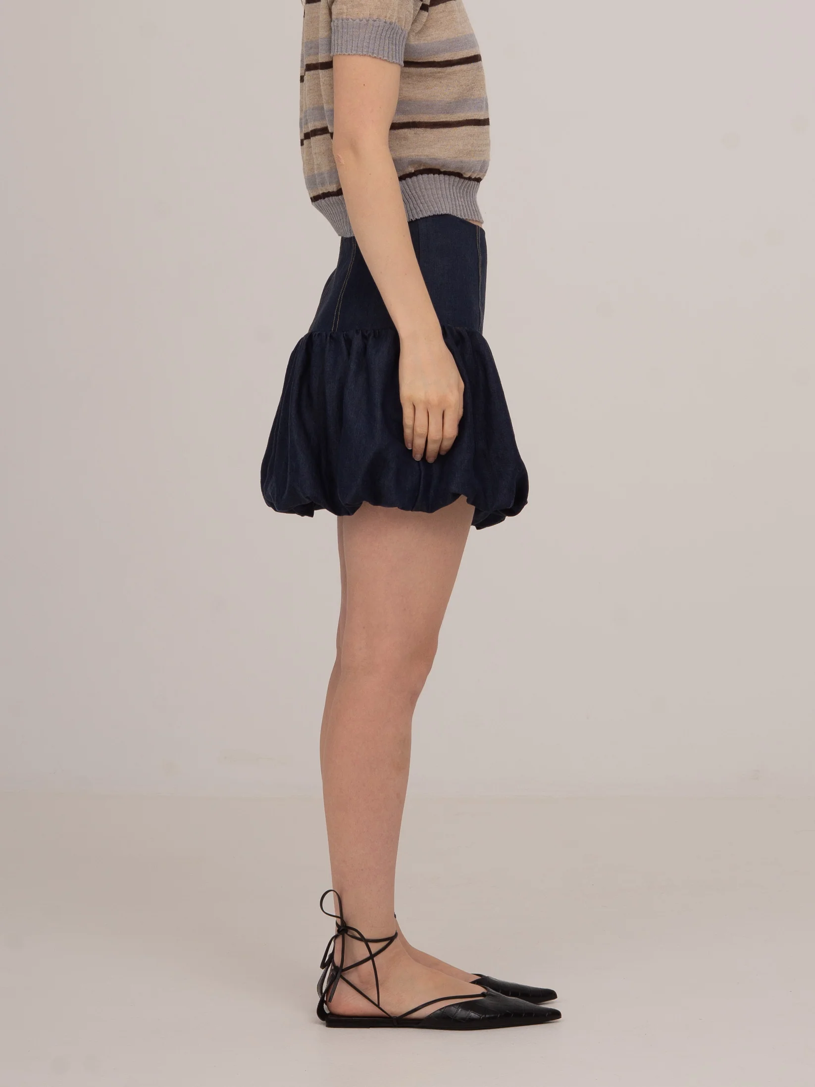 Denim Fawn Balloon Mini Skirt - Image 3