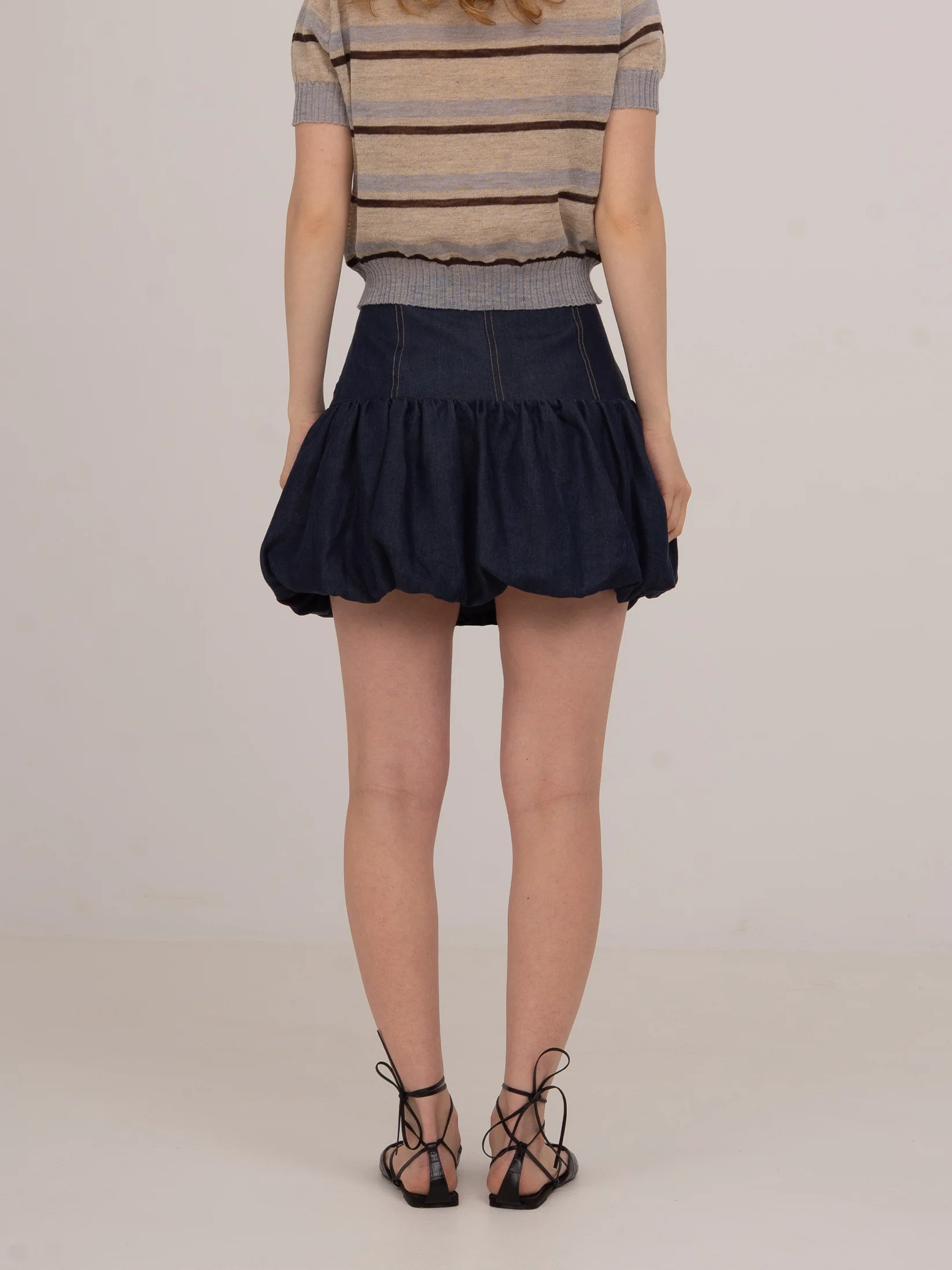 Denim Fawn Balloon Mini Skirt - Image 4