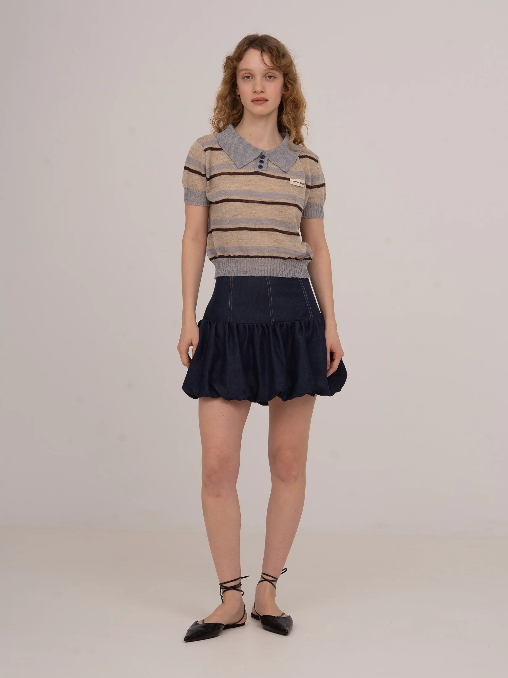 Denim Fawn Balloon Mini Skirt - Image 6