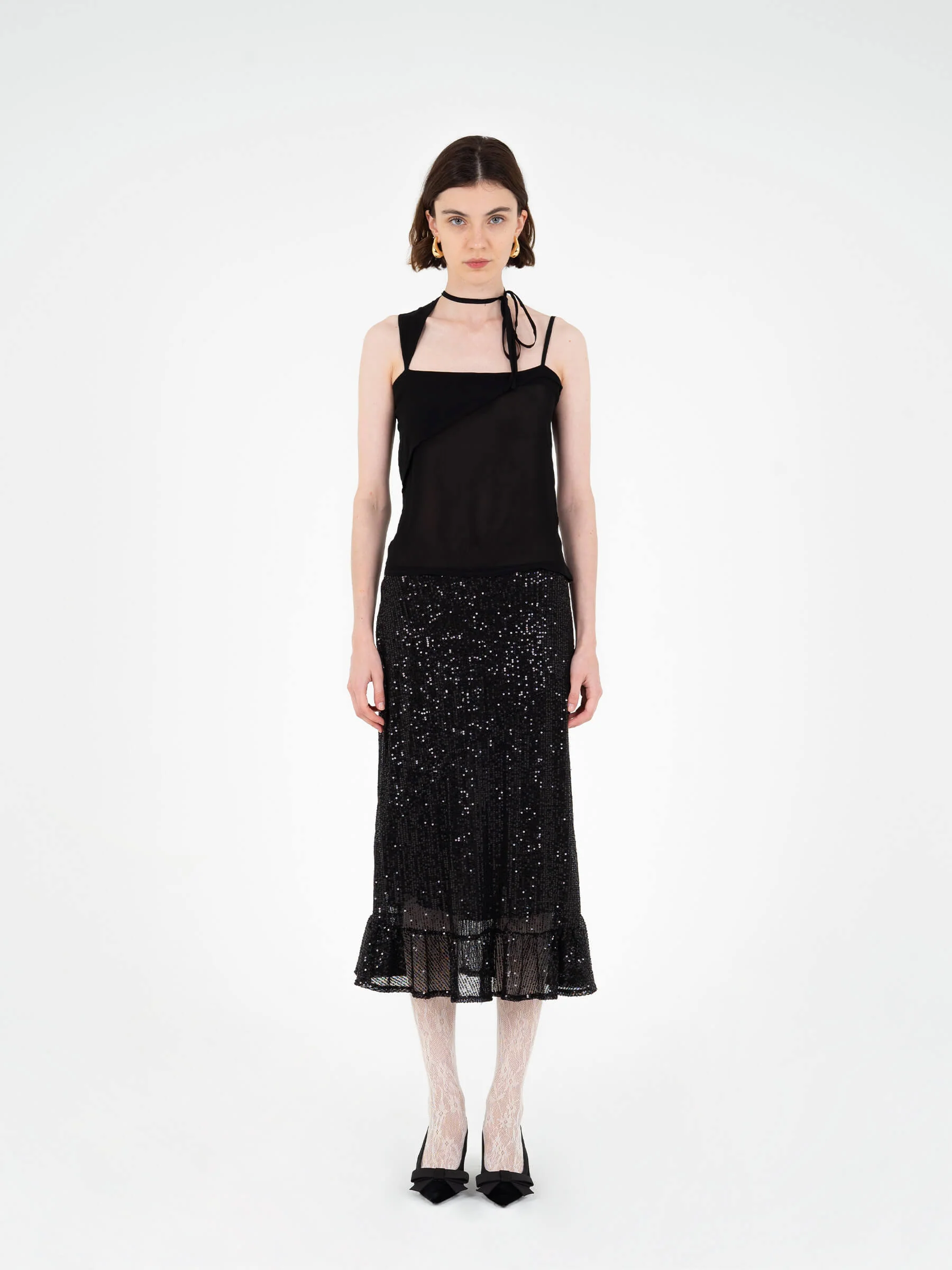 Esteem Black Sequin Midi Skirt - Image 3
