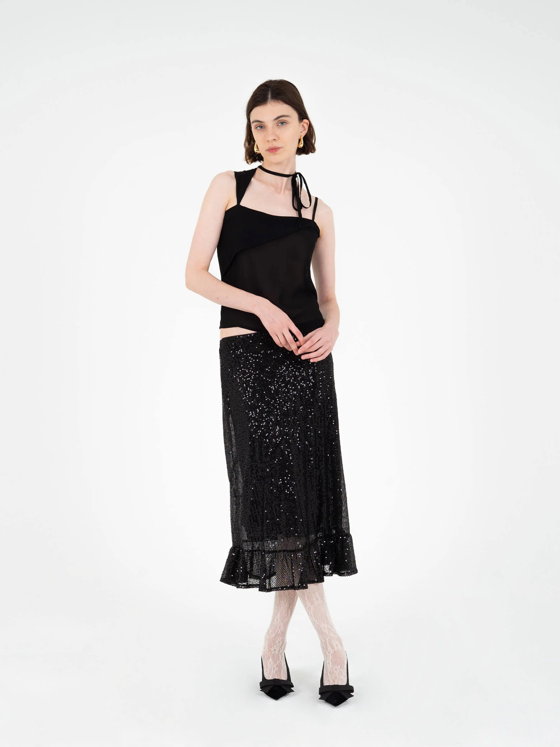 Esteem Black Sequin Midi Skirt - Image 6