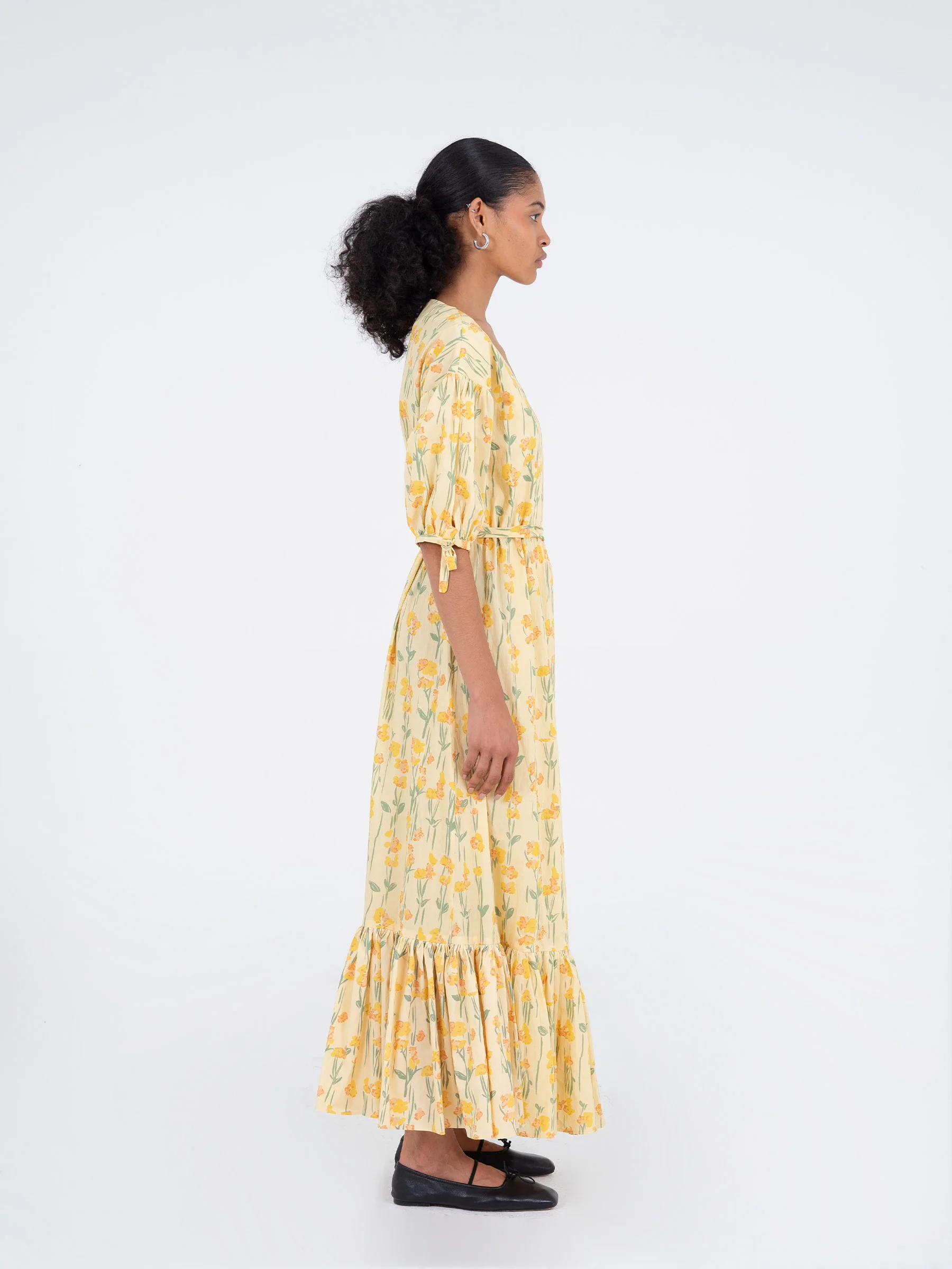 Iris Yellow Floral Print Dress - Image 3