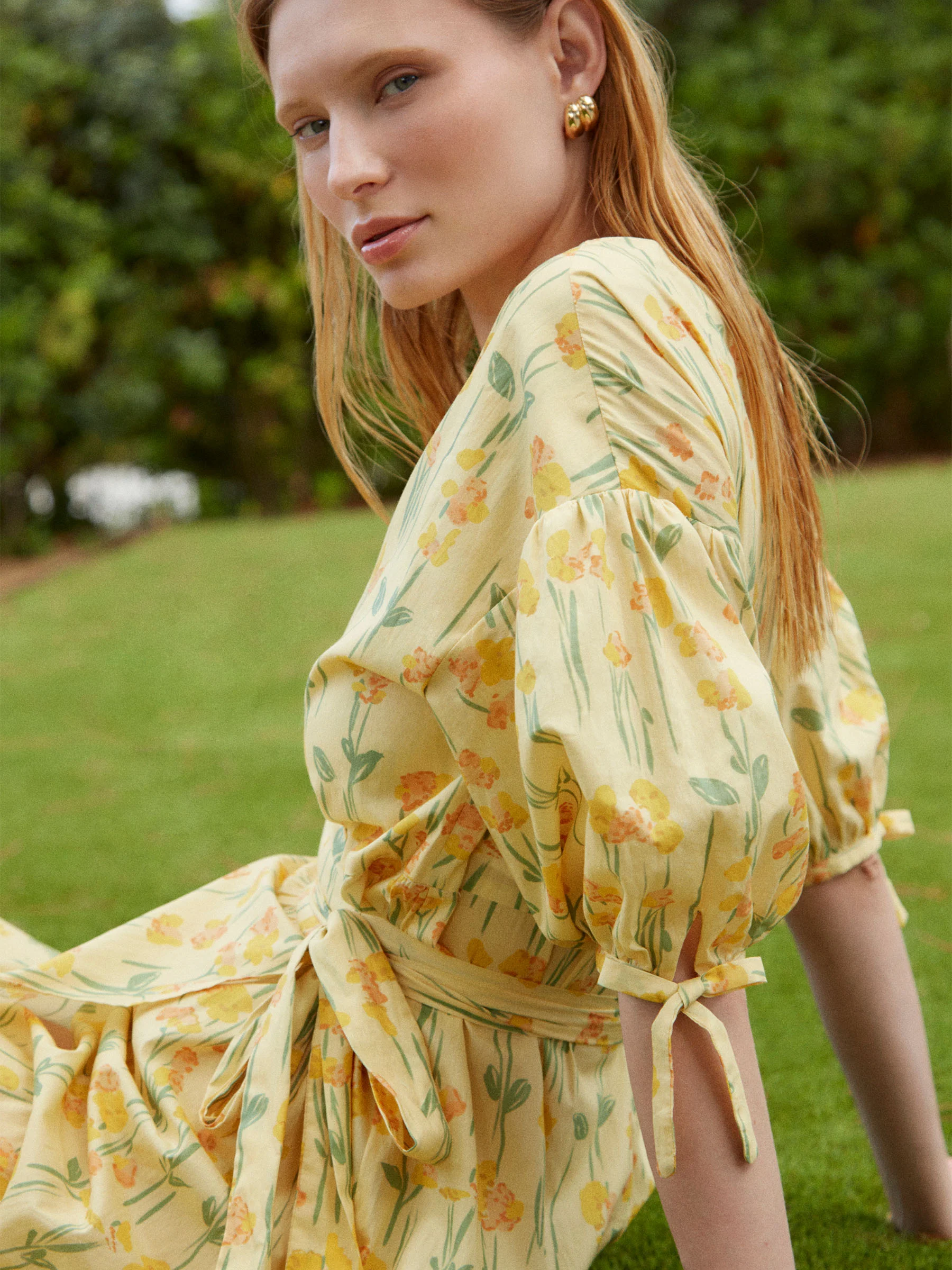 Iris Yellow Floral Print Dress - Image 6
