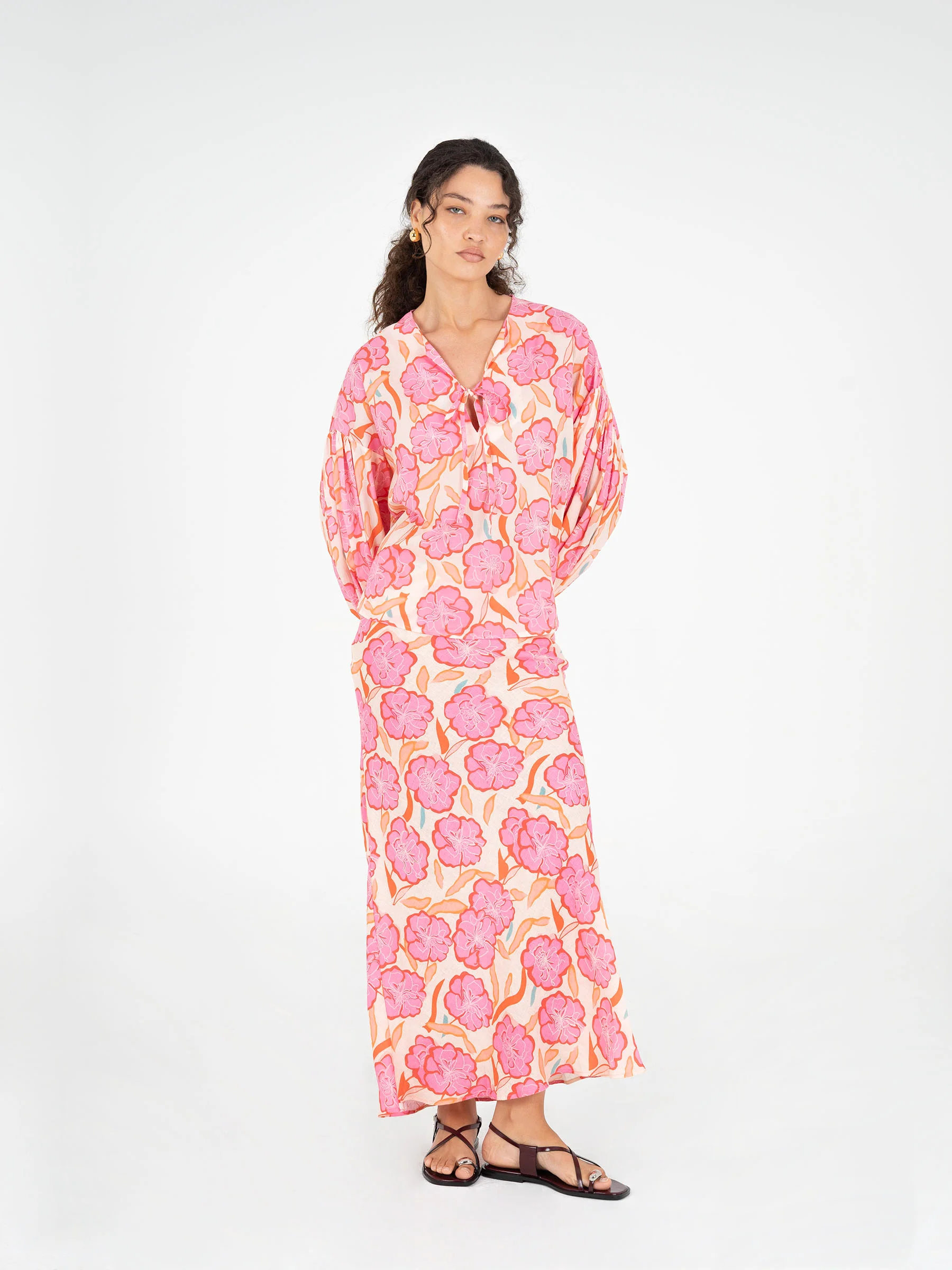 Marigold Pink Floral Print Blouse - Image 6