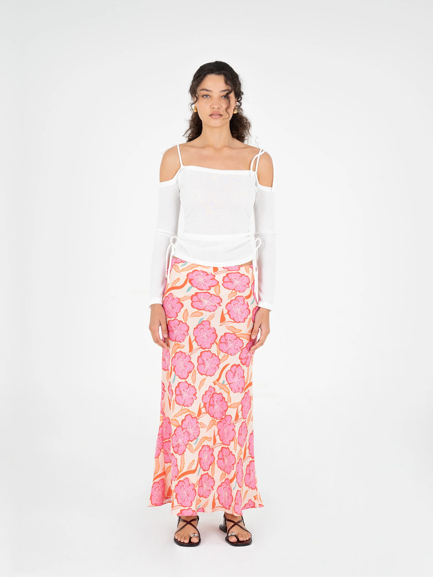 Marigold Pink Floral Print Skirt - Image 3