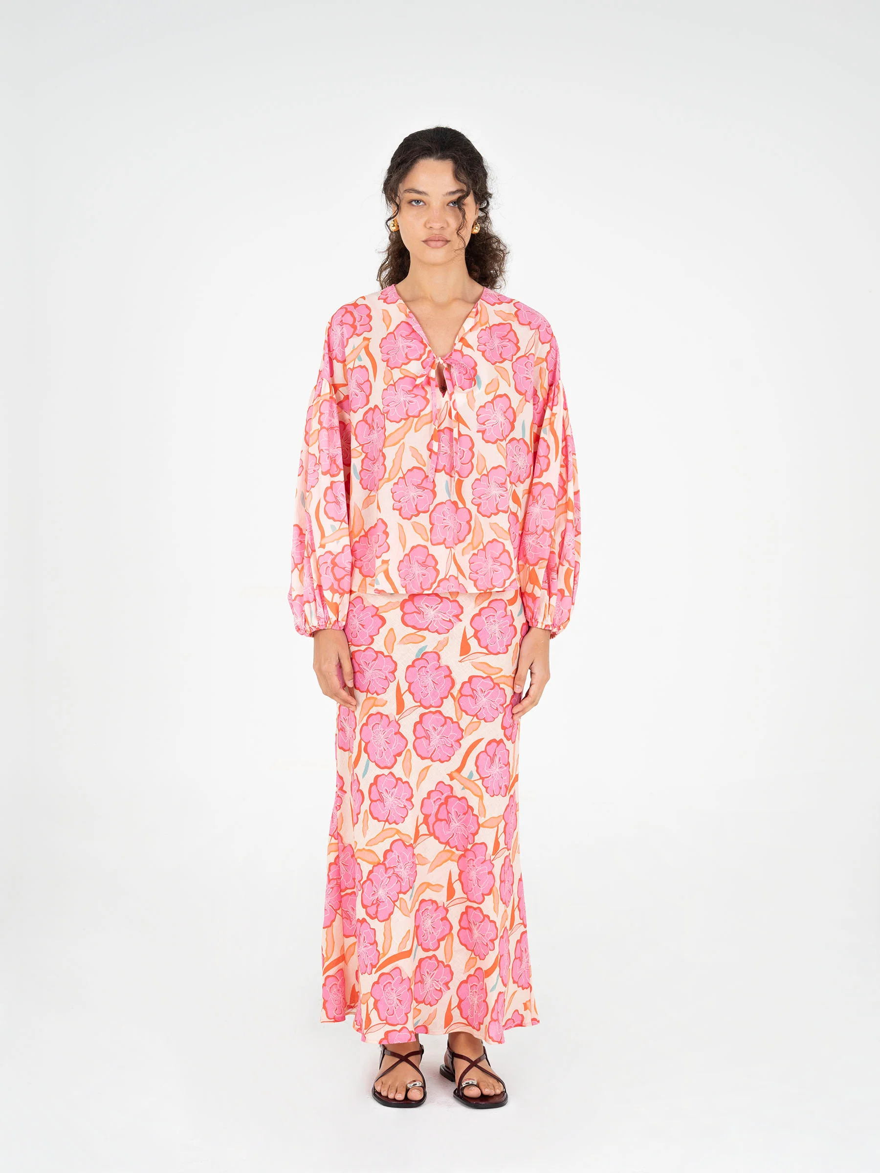 Marigold Pink Floral Print Skirt - Image 6
