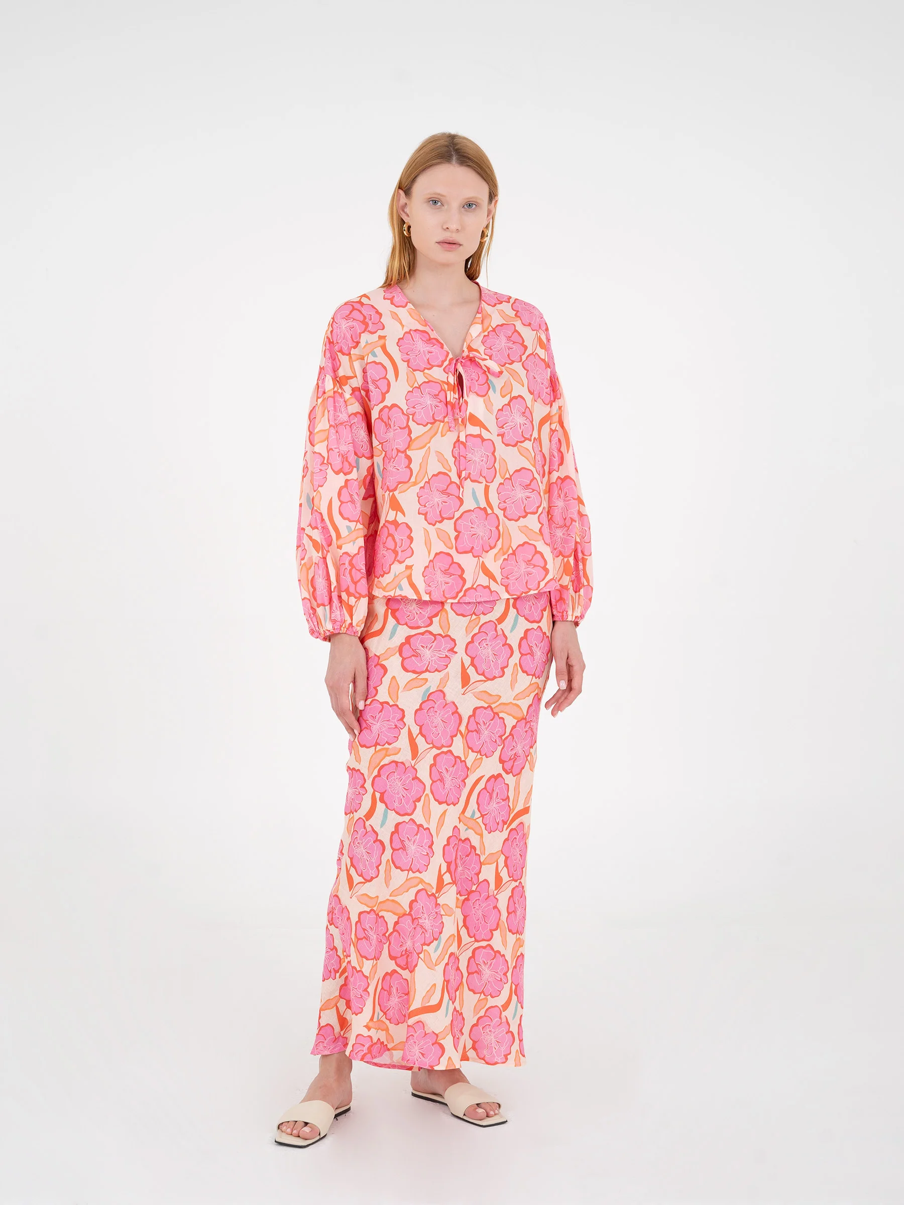 Marigold Pink Floral Print Skirt - Image 7