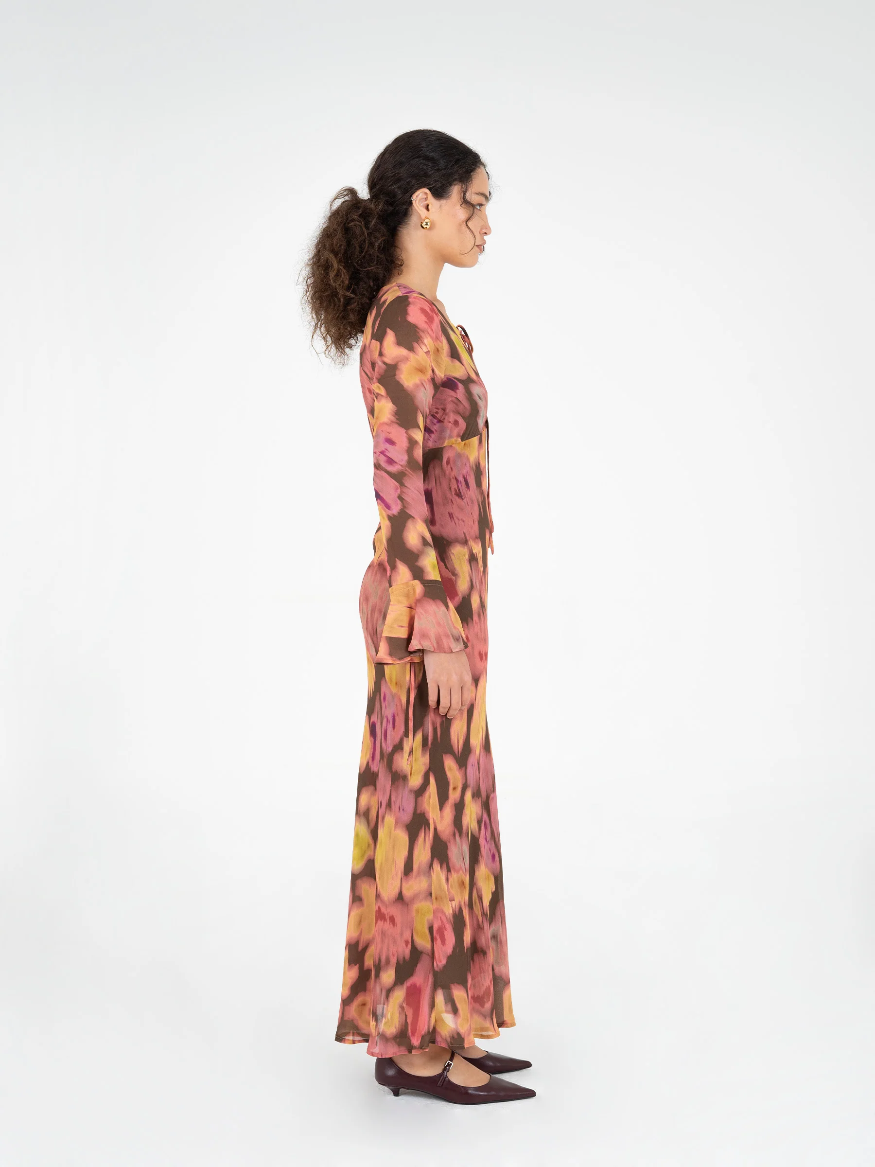 Petal Volcanic Brown Floral Print Dress - Image 3