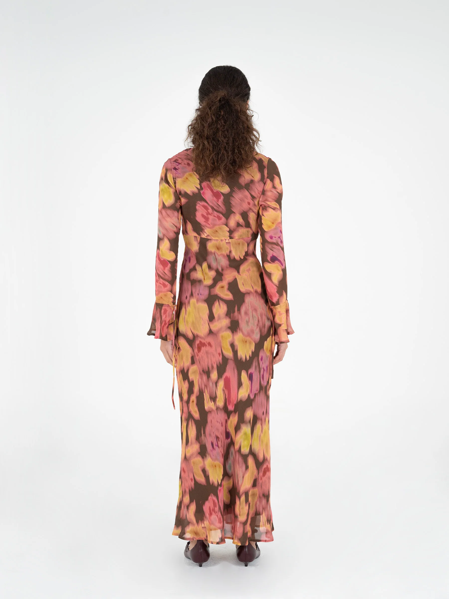 Petal Volcanic Brown Floral Print Dress - Image 4