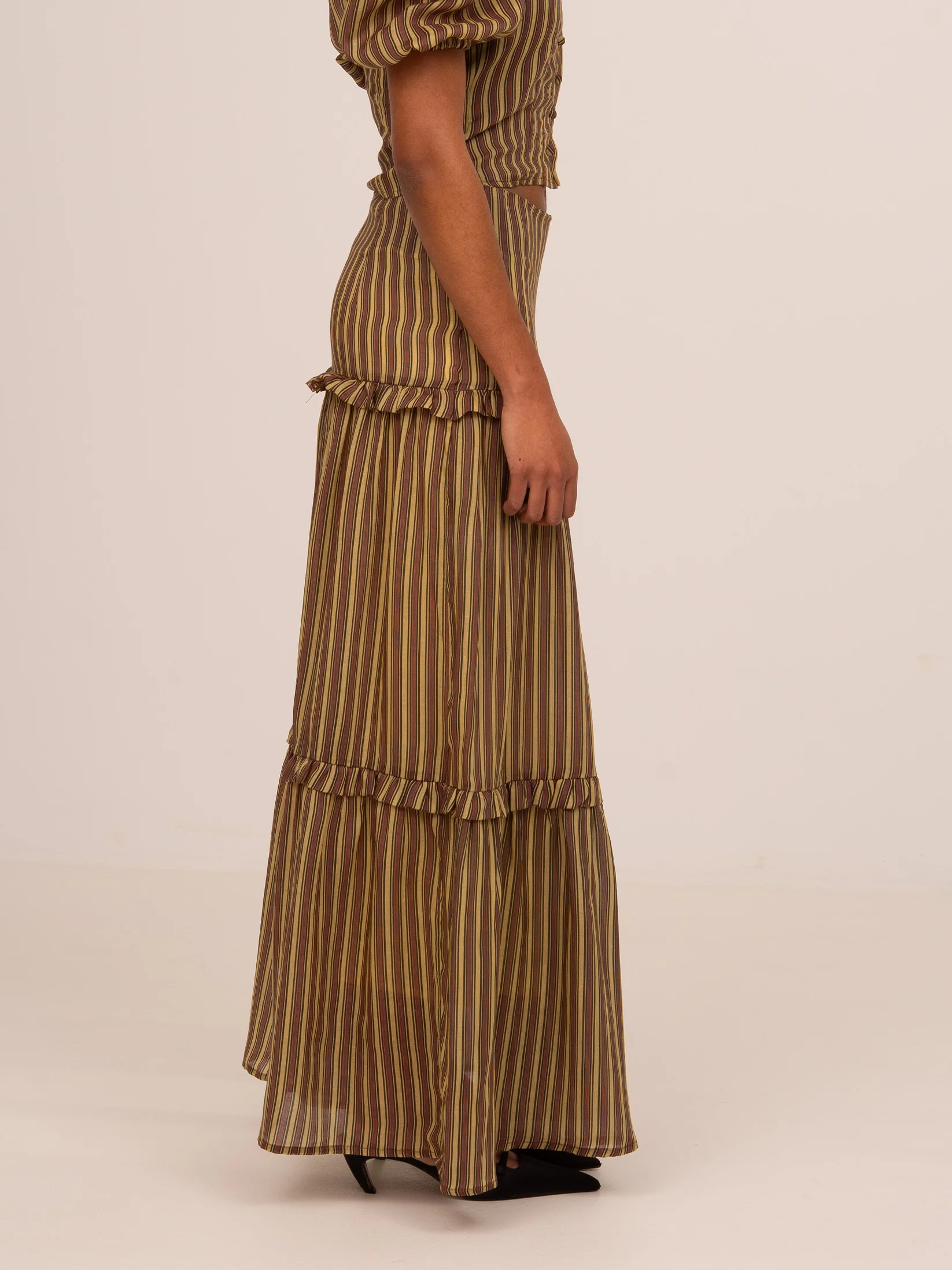Striped Zafira Pink Print Maxi Skirt - Image 3