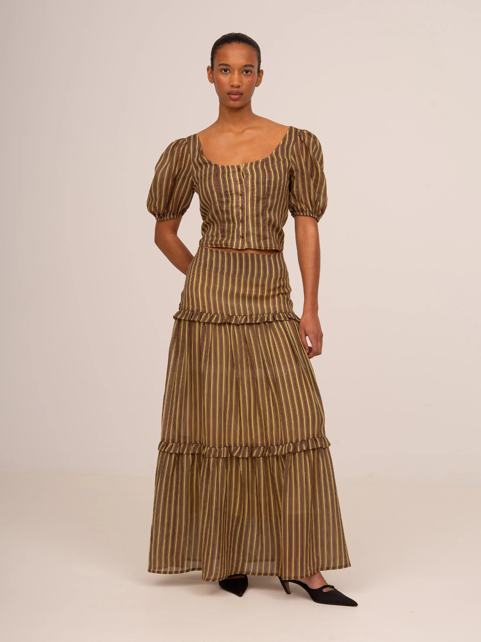 Striped Zafira Pink Print Maxi Skirt - Image 7